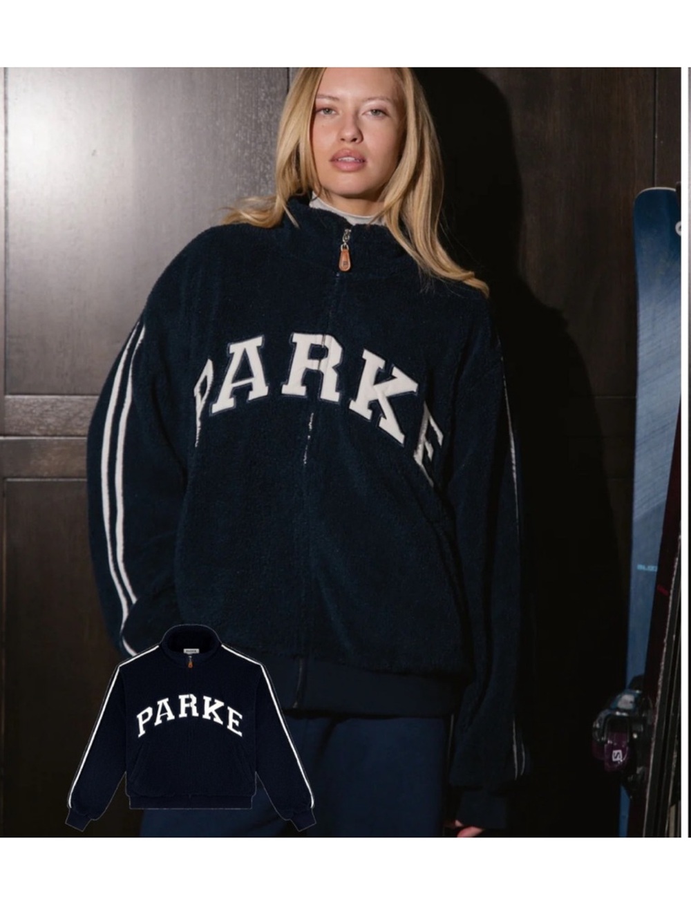PARKE sport stripe varsity fleece zip-up L/XL - Picture 4 of 4